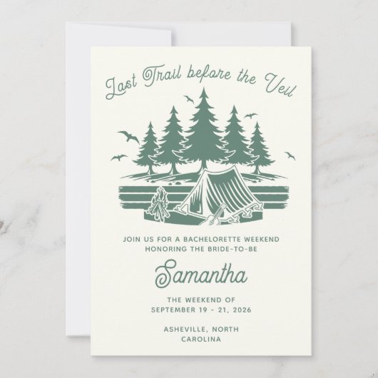 Retro bergkamp bachelorette reis weekend kaart (Voorkant)