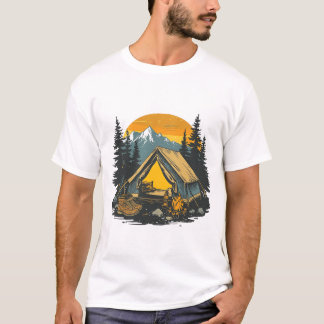 Retro bergkampeertent Wildernis Buiten L T-shirt