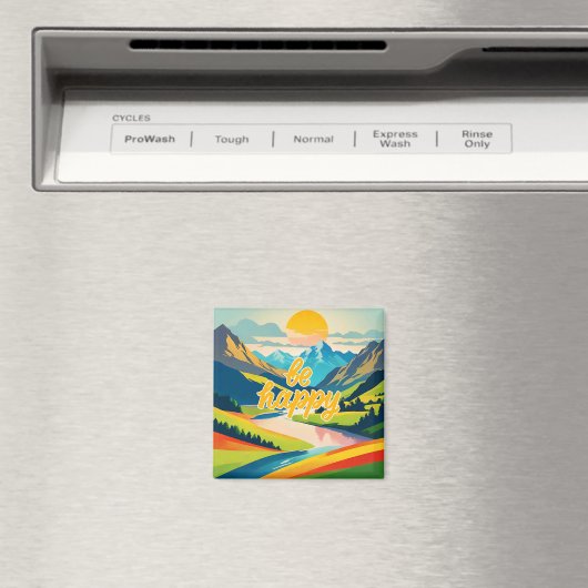 Retro berglandschap magneet (Insitu (Vaatwasser))