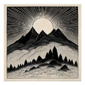 Retro berglandschap perfect poster (Voorkant)