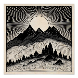 Retro berglandschap perfect poster