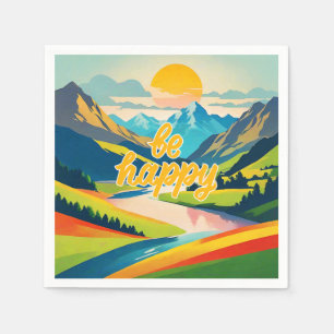 Retro berglandschap servet