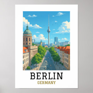 Retro Berlijnse Skyline TV-toren Skyline View Poster