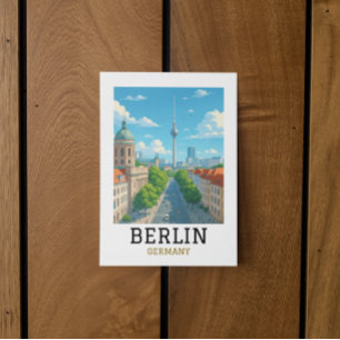 Retro Berlins Silhouette Televisietoren Skyline Ui Briefkaart