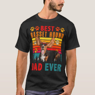 Retro Best Basset Hond Dad over Cute Dog T-shirt
