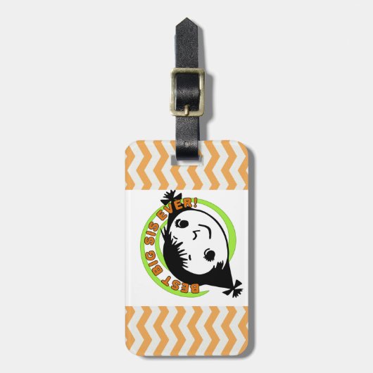 Retro Best Big Sis Ever Bagagelabel (Voorkant verticaal)