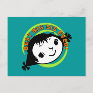 Retro Best Big Sis Ever Briefkaart
