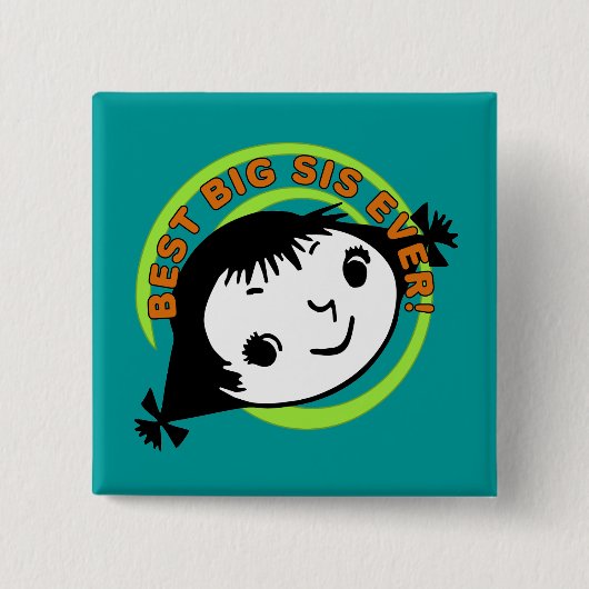 Retro Best Big Sis Ever Vierkante Button 5,1 Cm (Voorkant)