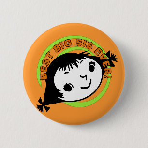 Retro Best Big Sister Ever Ronde Button 5,7 Cm