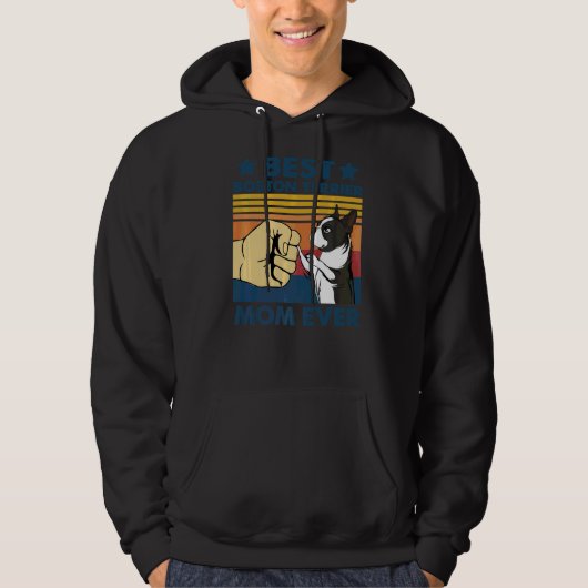 Retro  Best Boston Terrier Mam Ever Dog Hoodie (Voorkant)