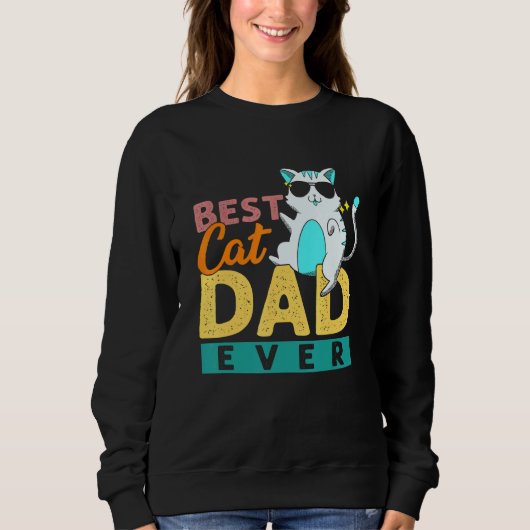 Retro Best Cat Dad over Kat Man Pet Owner Trui (Voorkant)