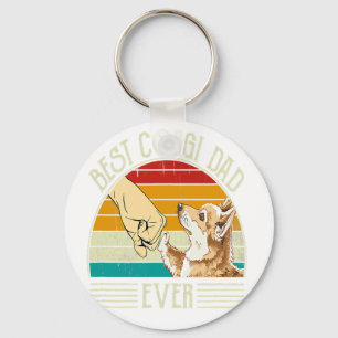 Retro Best Corgi Dad Ever Sleutelhanger