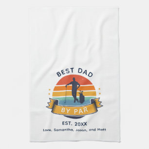 Retro Best Dad van Par Golfing Lover Custom Theedoek