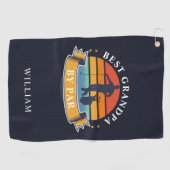 Retro Best Grandpa door persoonlijke Golfer Golfhanddoek (Horizontaal)