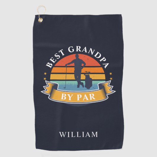 Retro Best Grandpa door persoonlijke Golfer Golfhanddoek (Voorkant)
