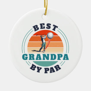 Retro Best Grandpa, Par Custom KerstGolfing Keramisch Ornament
