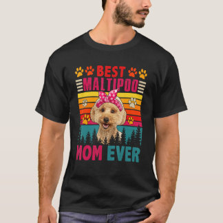  Retro Best Maltipoo mam Ever Cute Dog Head T-shirt