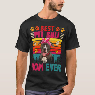 retro Best Pit Bull Mam Ever Cute Dog Head T-shirt