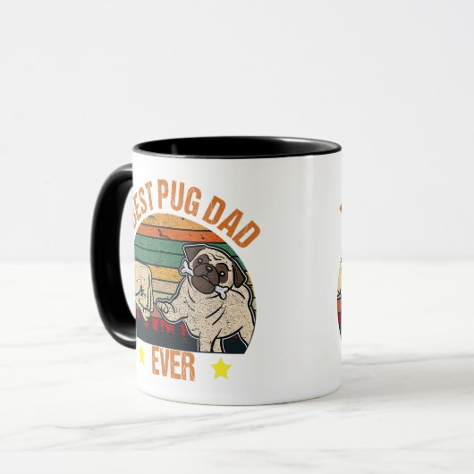 Retro  Best Pug Pap Ever Mok (Voorkant links)