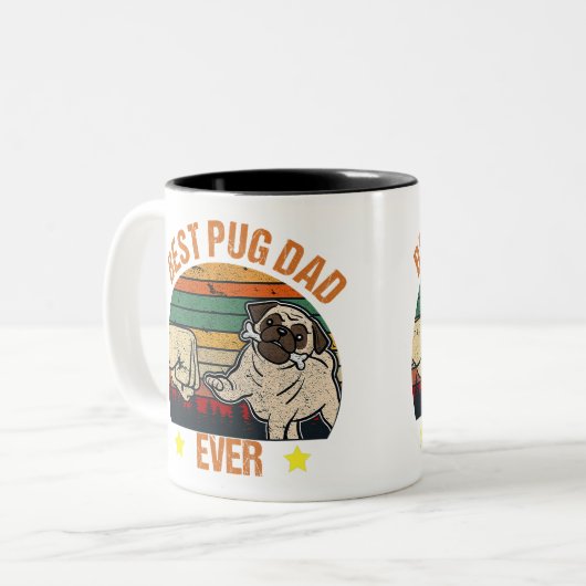 Retro  Best Pug Pap Ever Tweekleurige Koffiemok (Voorkant links)