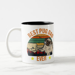 Retro  Best Pug Pap Ever Tweekleurige Koffiemok
