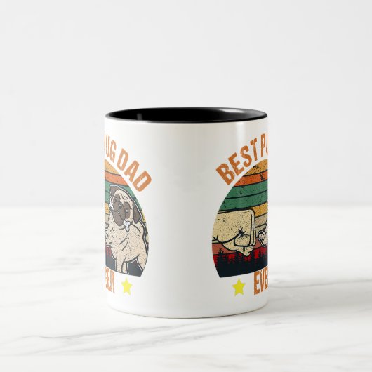Retro  Best Pug Pap Ever Tweekleurige Koffiemok (Center)
