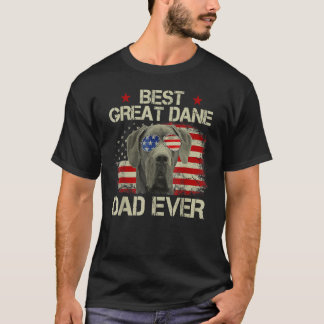 Retro Beste Great Dane Vader Ooit VS Vlag Hond Lie T-shirt