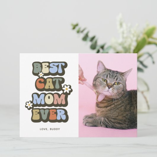 Retro Beste Kat Moeder Verjaardag Moederdag Kaart (Staand voorkant)