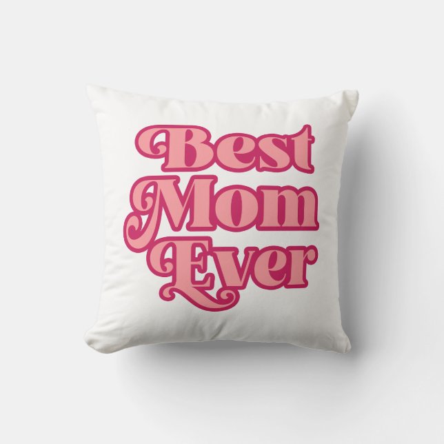Retro Beste Mama Ooit Roze Groovy Moederdag Gift Kussen (Voorkant)
