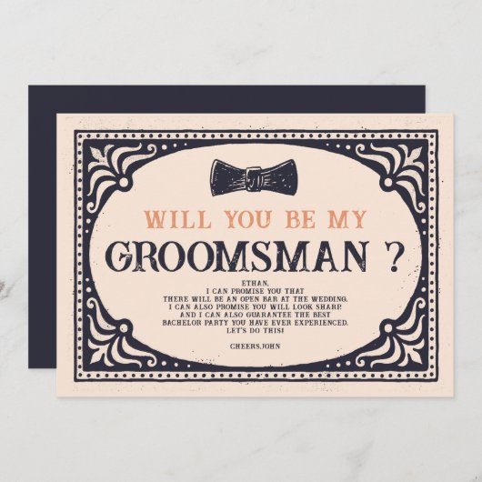 Retro Beste Man Voorstel Kaart (Voorkant / Achterkant)