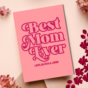 Retro Beste Moeder Ooit Roze Groovy Moederdag Foto Kaart