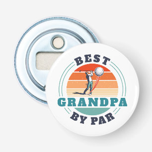 Retro Beste opa op Par Custom Fathers Day Logo Button Flesopener