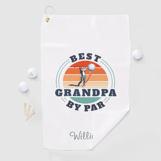 Retro Beste opa op vaderdag toevoegen Naam Golfhanddoek (Insitu)