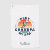 Retro Beste opa op vaderdag toevoegen Naam Golfhanddoek (Voorkant)