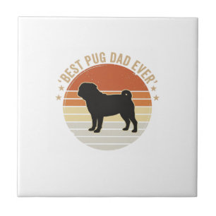 Retro Beste Pug Vader Ooit Hond Liefhebber Shirt O Tegeltje