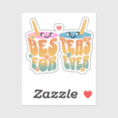 Retro Besteas Forever Bestie Tea Pun Schattigee Vr Sticker (Vel)