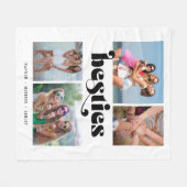Retro Besties 4 Fotovrienden Collage Fleece Deken (Voorkant (Horizontaal))