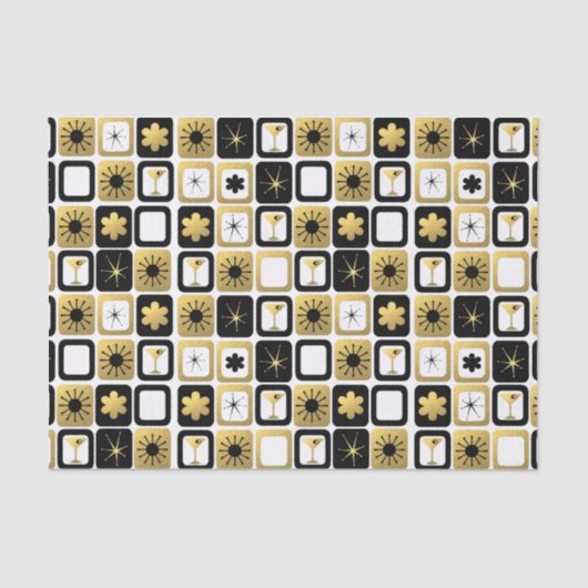 Retro Betoverend Gouden Papieren zakdoekje Tissuepapier (Voorkant)