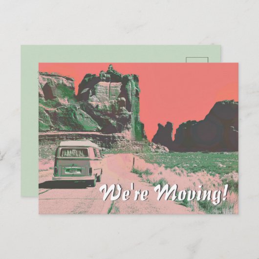 Retro bewegende aankondiging woestijnlandschap Pop Briefkaart (Voorkant / Achterkant)