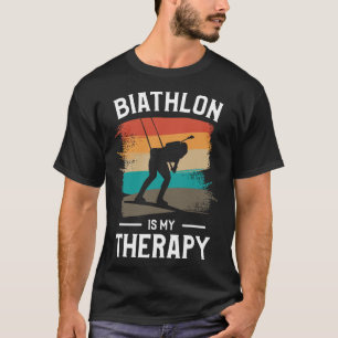 Retro Biathlon is mijn therapie biatleet T-shirt