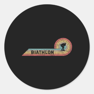 Retro Biathlon  Speler Film Strip Ronde Sticker