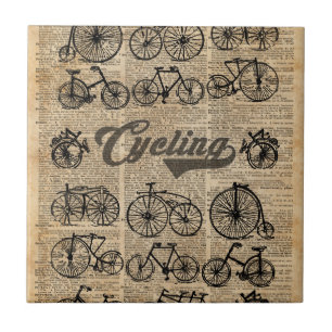 Retro Bicycles Illustratie Woordenboek Kunst Tegeltje