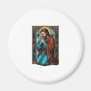 Retro Biddende Religieuze Figuur Vector T-shirt De Magneet