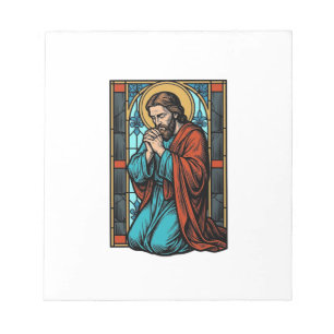 Retro Biddende Religieuze Figuur Vector T-shirt De Notitieblok