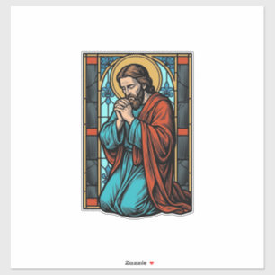 Retro Biddende Religieuze Figuur Vector T-shirt De Sticker