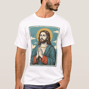 Retro Biddende Verlosser Religieus Shirt Ontwerp_1