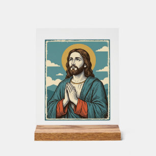 Retro Biddende Verlosser Religieus Shirt Ontwerp_1 Acryl Bord