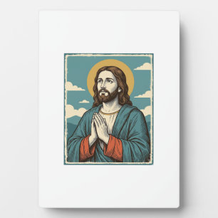Retro Biddende Verlosser Religieus Shirt Ontwerp_1 Fotoplaat