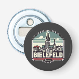 Retro Bielefeld Skyline Button Flesopener