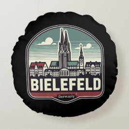Retro Bielefeld Skyline Rond Kussen